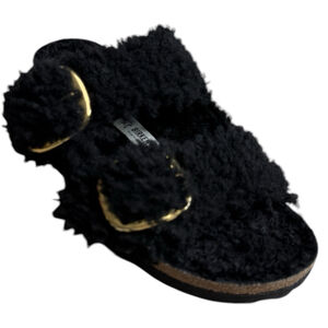 Birkenstock Arizona Big Buckle‎ Teddy Shearling Sandals Black Buckle 37 6.5
